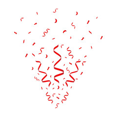 Red Confetti Background. Falling Confetti for Party, Birthday, Celebration or Anniversary. Vector Illustration on White Background. 