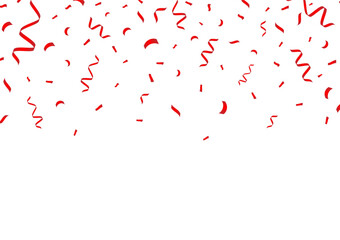 Red Confetti Background. Falling Confetti for Party, Birthday, Celebration or Anniversary. Vector Illustration on White Background. 