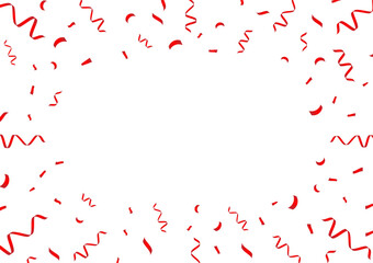 Red Confetti Background. Falling Confetti for Party, Birthday, Celebration or Anniversary. Vector Illustration on White Background. 
