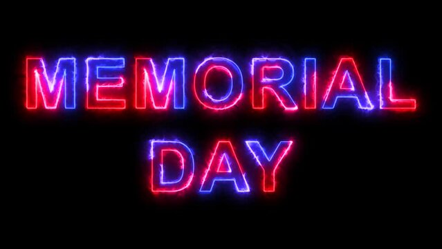 Memorial Day Text sign Seamless Loop animation bulbs LED pixels, light flashing, blinking lights advertising banner. Light Text. Digital Display. More TEXTS are available in my portfolio.