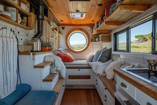 Innovative storage solutions inside a tiny house.