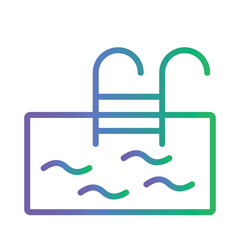 Hotel Pool Summer Gradient Outline Icon