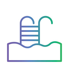 Hotel Pool Stair Gradient Outline Icon