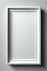 A white picture frame hanging on a wall