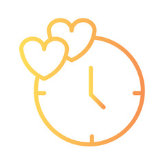 Clock Love Hearts Gradient Outline Icon