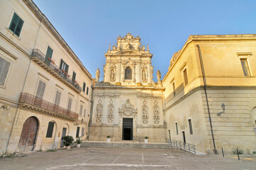 Fototapeta na wymiar The church of Maria del Carmine in the historic center of Lecce