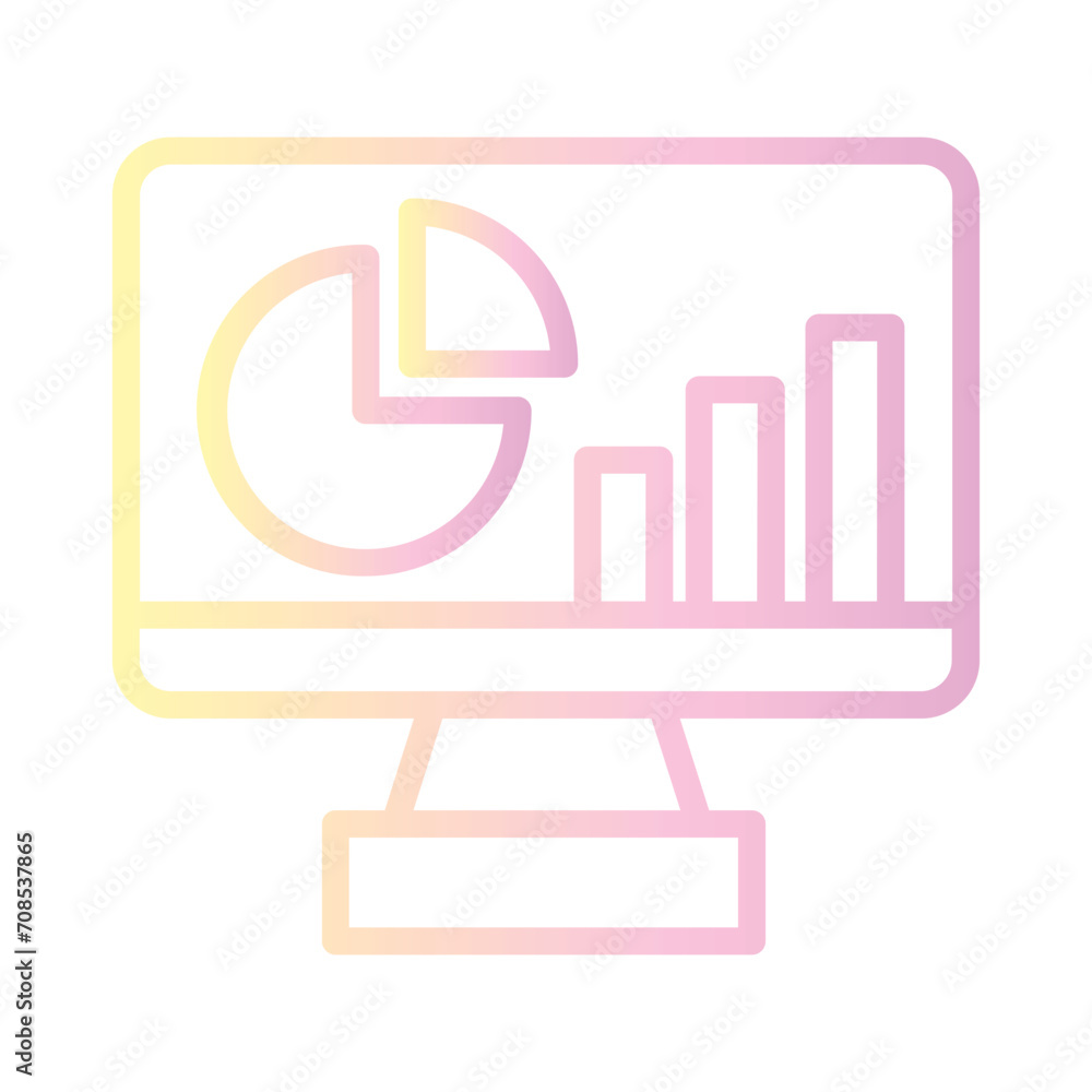 Poster online report data gradient outline icon