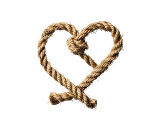 A heart shaped from rope, representing enduring love and connection on transparent background.