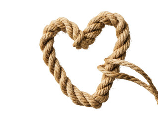 Rope twisted into a heart shape, symbolising strength and love on transparent background.