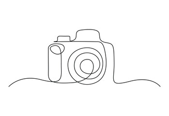 Digital camera continuous one line drawing vector illustration. Gadget technology concept. Free vector.