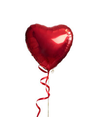 Red heart balloon for party and celebration on white background or transparent background 