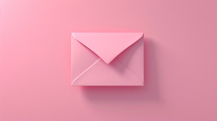 Valentine's day minimalistic background with envelope on pink background.  - obrazy, fototapety, plakaty
