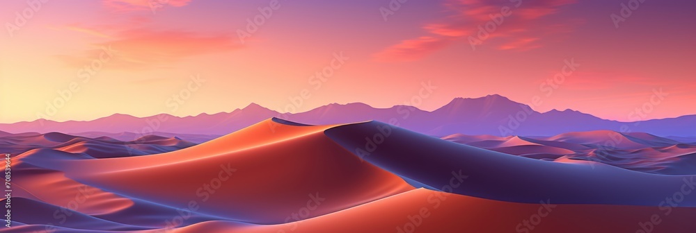 Poster a view of a desert with mountains in the background changing landscape of innovative ai powered tech