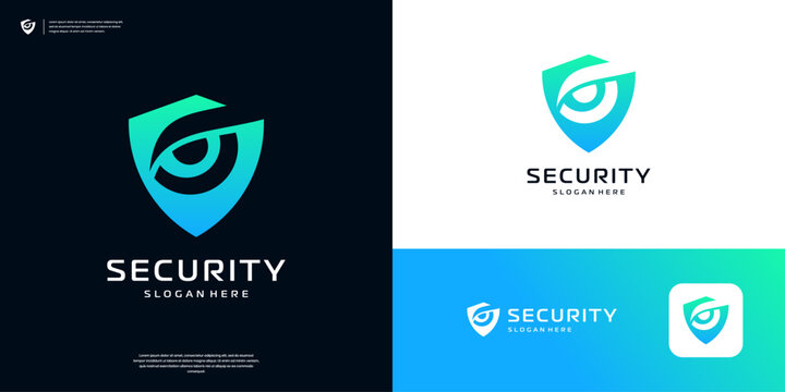 Cyberspace eye logo design. Security shield logo vector inspiration