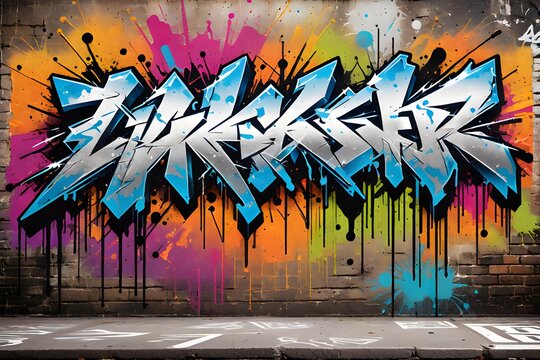 graffiti with letters, bright lettering tags in the style of