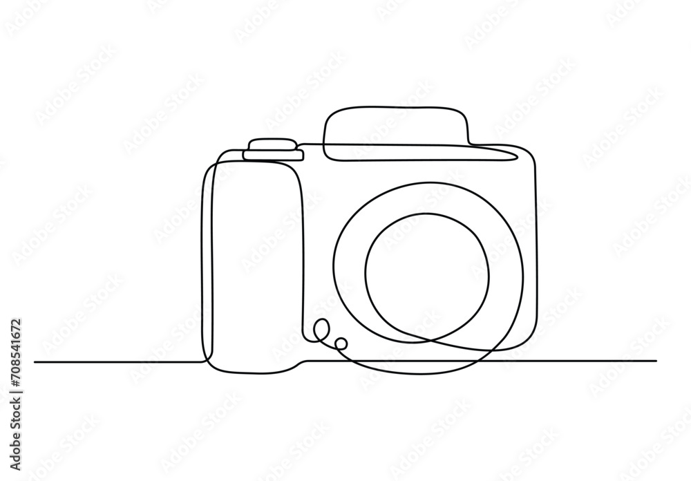 Aufkleber simple camera continuous single line drawing vector illustration. pro vector.