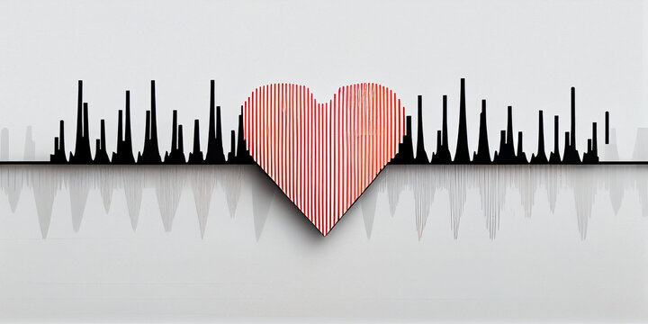Heart rate graph, minimalistic cardiogram illustration.
