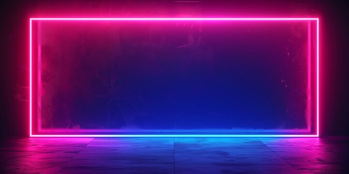 Neon rectangular frame background