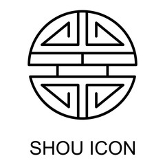 Traditional shou icon, spiritual isolated shu flat symbol, asian vector illustration