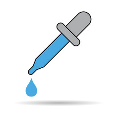Dropper liquid shadow icon, medicine health tool web symbol, test fluid design vector illustration