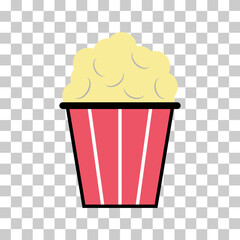 Popcorn food design icon, web corn box snack flat vector illustration element