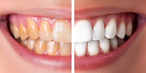 teeth cleaning and whitening before and after - obrazy, fototapety, plakaty