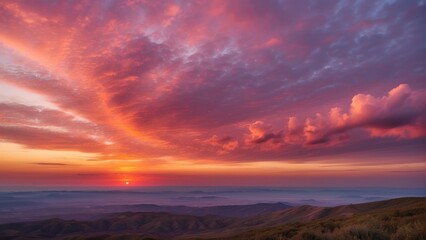 A Captivating Sky Sunrise Photo Revealing a Mesmerizing Palette of Reds, Oranges, Pinks, and Purples. Morning Sky Transforms into a Symphony of Colors.