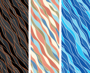 Set of Abstract wavy seamless patterns.
