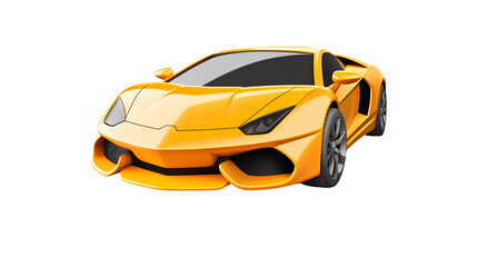 yellow sports car On a transparent background, PNG is easy to use.