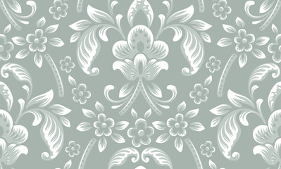 Damask seamless pattern element. Vector floral damask ornament vintage illustration.