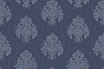 Damask seamless pattern element. Vector floral damask ornament vintage illustration.