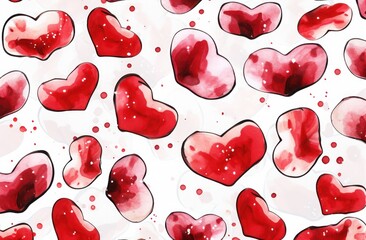 valentines day love lips and hearts pattern. kiss lipstick seamless pattern with valentine's heart