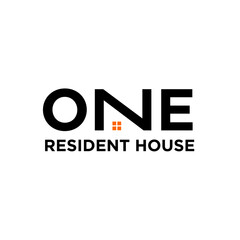 one 1 house home letter logo icon design  template