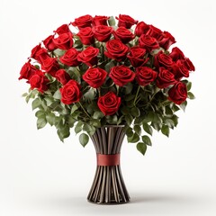 Obraz premium Elegant bouquet of red roses isolated on a white background