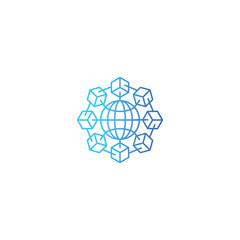 Multiverse, global cryptocurrency. Vector logo icon outline template