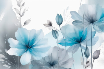 Art background with transparent x-ray flowers. Wallpaper with flower art.