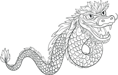 Chinese outline Dragon Zodiac sign - 708547424