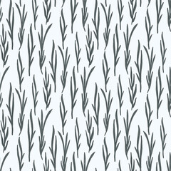 Leaves seamless pattern for textile, fabric, wallpaper, scrapbook, cover. Vector floral hand drawn background in pastel grey color.