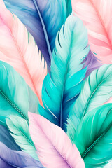 Colours feathers abstract background.