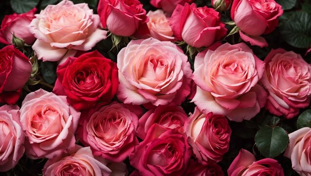 Background wallpaper equipped with red and pink roses
