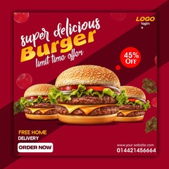 Burger social media post banner template 