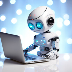 Fototapeta premium robot with laptop