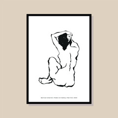 Woman silhouette bohemian illustration. Modern trendy Matisse style print. Abstract print poster template. Minimal design for wallpaper, wall decor, print, postcard, cover, template, banner. 