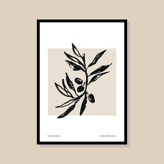 Minimal bohemian botanical illustration. Modern trendy Matisse style print. Abstract print poster template. Minimal design for wallpaper, wall decor, print, postcard, cover, template, banner. 