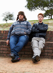 Smoking, cigarette and portrait of men in park for bonding, social visit and relax together...