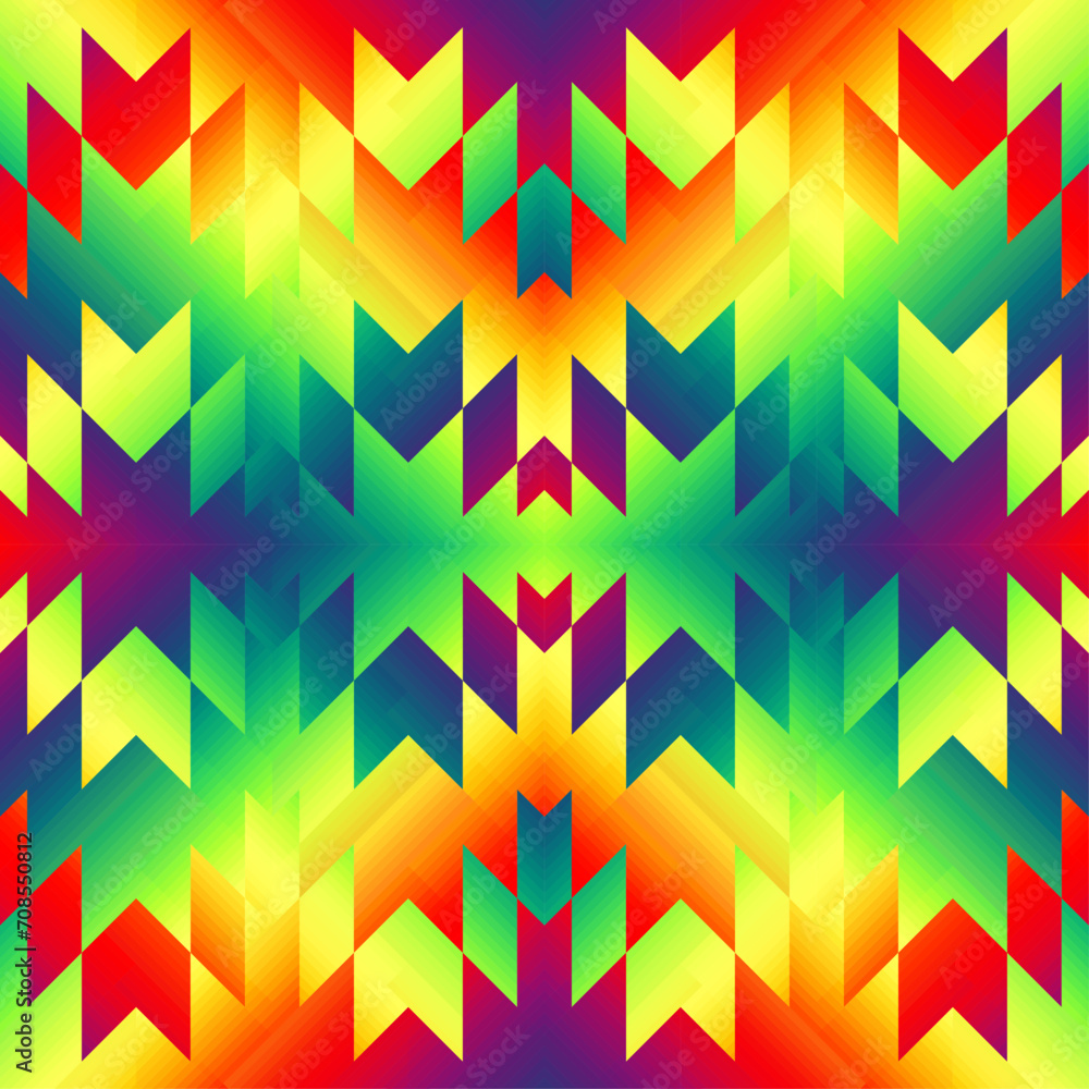 Poster colorful aztec fabric, wallpaper and home decor. abstract seamless tileable pattern. triangles aztec