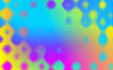 Colourful gradient halftone dots background. Vector illustration. Abstract pop art style dots on abstract blur background