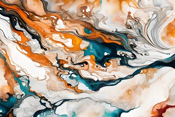 Capturing the delicate details and vibrant hues of a marble ink abstract painting, emphasizing the smooth texture of the high-quality paper.