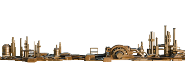 Intricate Industrial Machinery and Pipe Systems Isolated on White Backdrop