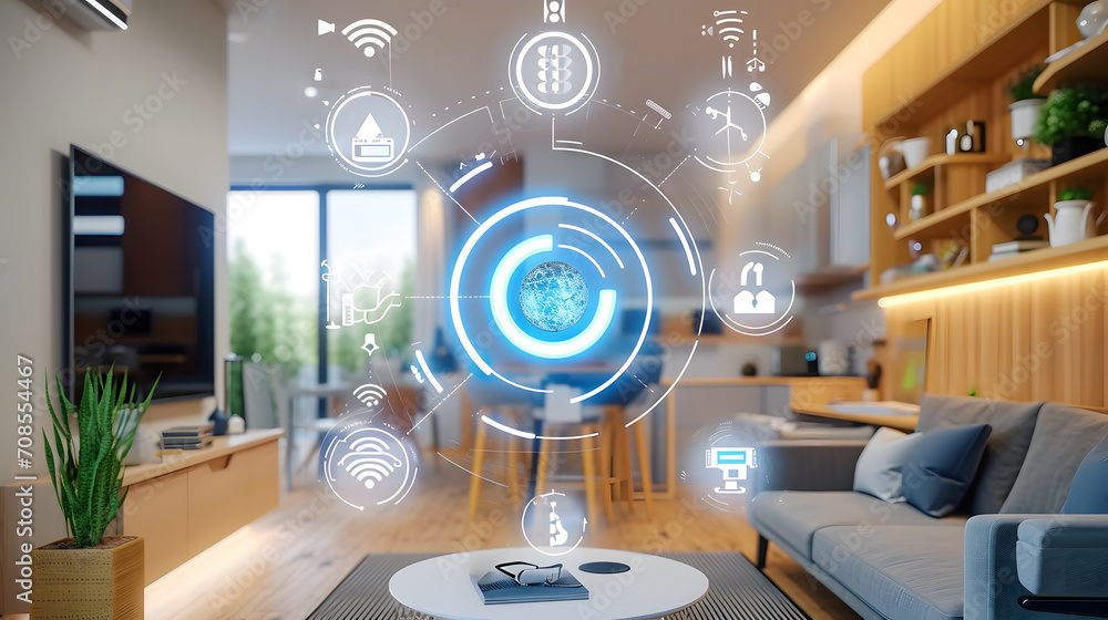Poster interface to control smart home automation assistant, future smart home that makes life easier more 